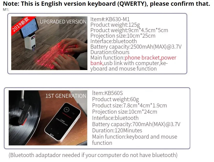 Virtual Laser Keyboard Bluetooth-compatible Wireless