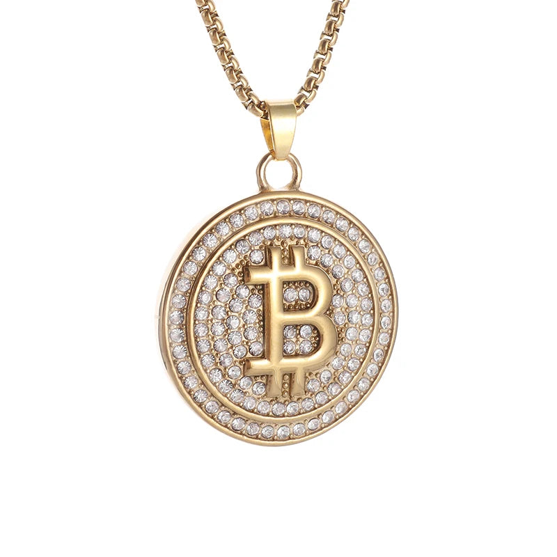 Bitcoin Pendant Gold Plated Chain