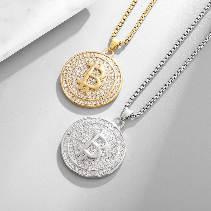 Bitcoin Pendant Gold Plated Chain