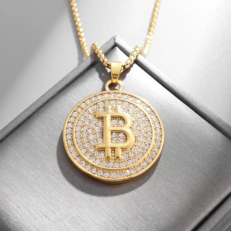 Bitcoin Pendant Gold Plated Chain