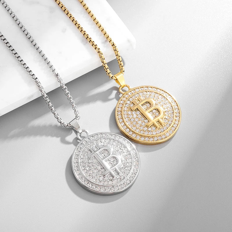 Bitcoin Pendant Gold Plated Chain